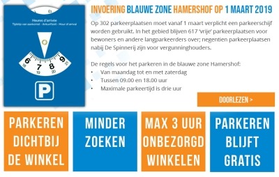 Invoering blauwe zone Hamershof op 1 maart